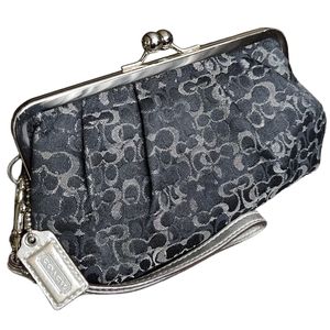 COACH Optic Mini Signature Lurex Framed Kisslock Clutch Wristlet LTD ED F41945